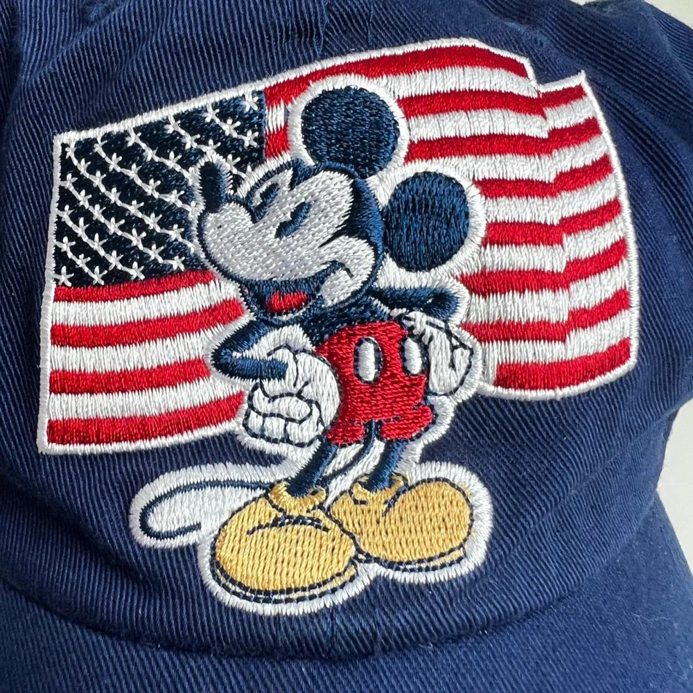 Disney Store Mickey Mouse American Flag Navy Blue Baseball Hat USA Patriotic